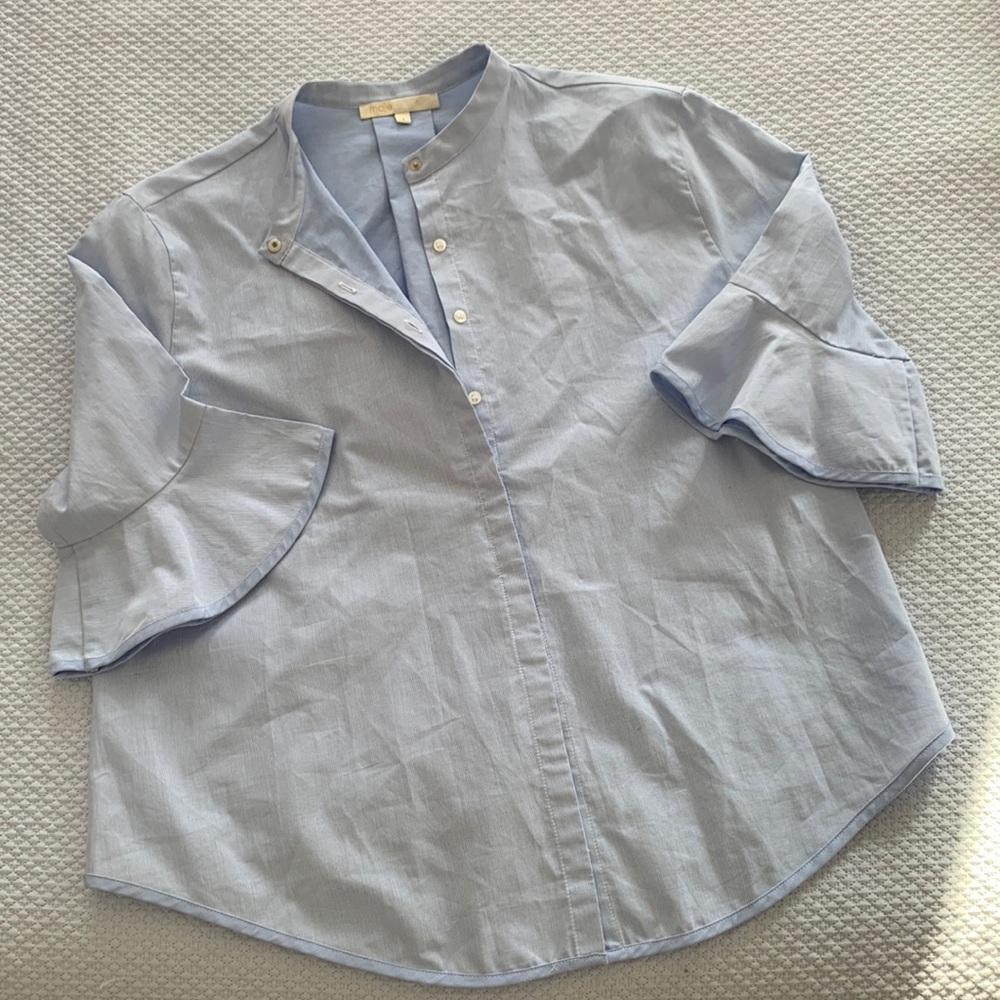 maje blue poplin button down mandrian collar
